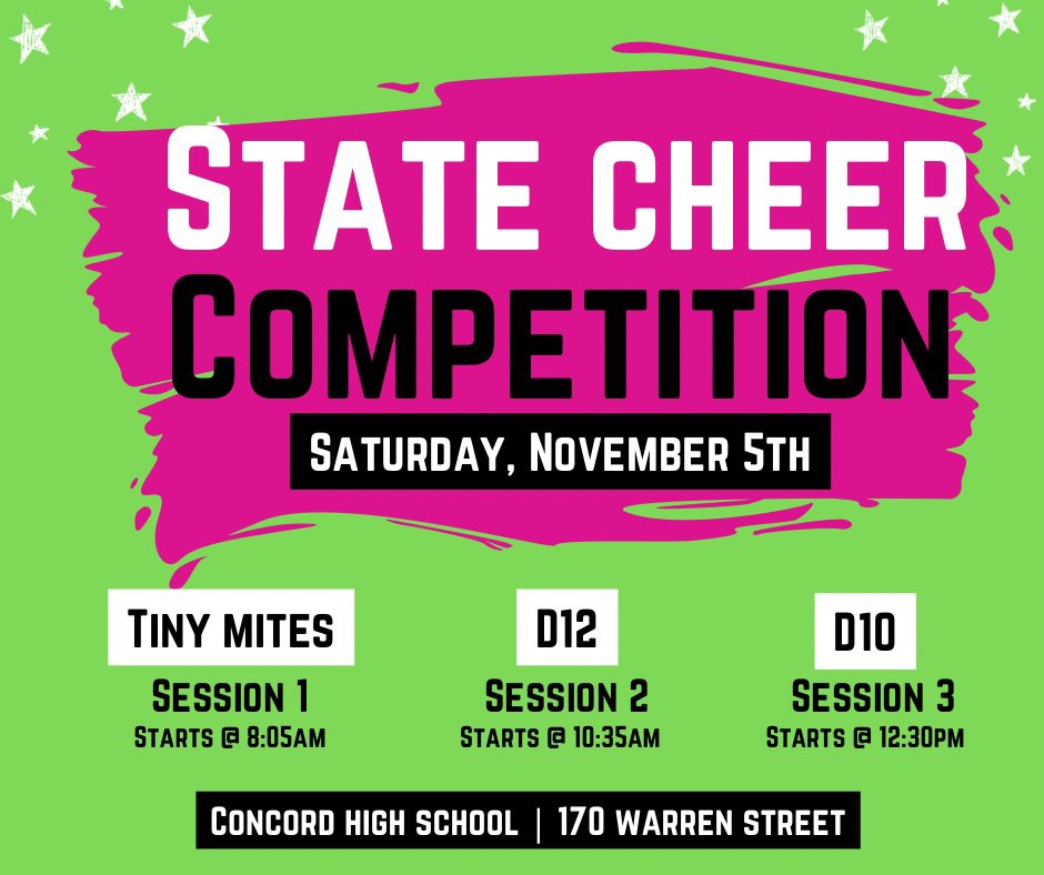 HBJCYouth's tweet image. 📣 HBJC F &amp;amp; F,  JOIN US in cheering on HBJC Tiny Mites 💪, D10 &amp;amp; D12 athletes as they TAKE THE MAT to close out our regular cheer season! HB attire &amp;amp; spirit strongly recommended. 💙
#GoHB #HBpride #cheerleading #cheerleaders #603Cheer #CrazyProudAlwaysLoud #ItsYourTimeToShine