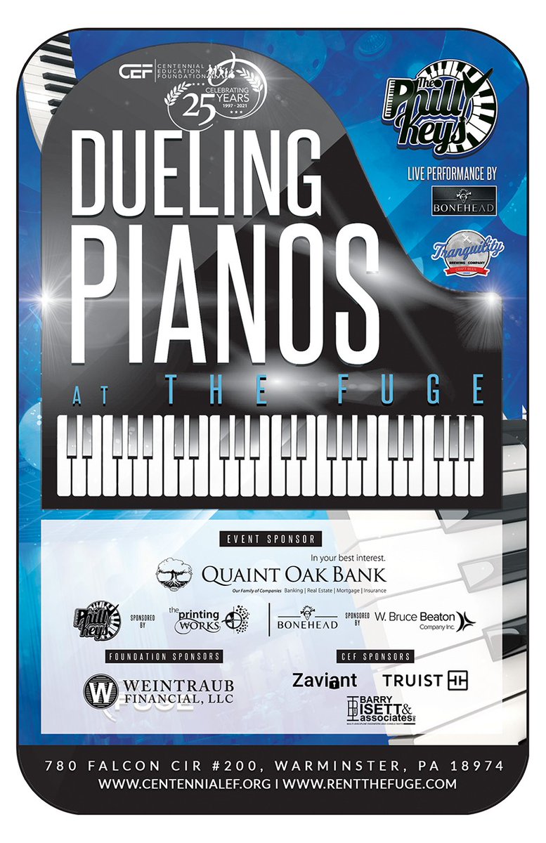 _Zaviant's tweet photo. Zaviant is a proud sponsor of the 2022 Centennial Education Foundation Dueling Pianos Fundraiser! This Friday CEF celebrates 25 years of service and we are thrilled to continuously support this remarkable organization. #zaviant #CEF https://t.co/1MIU42jdRL