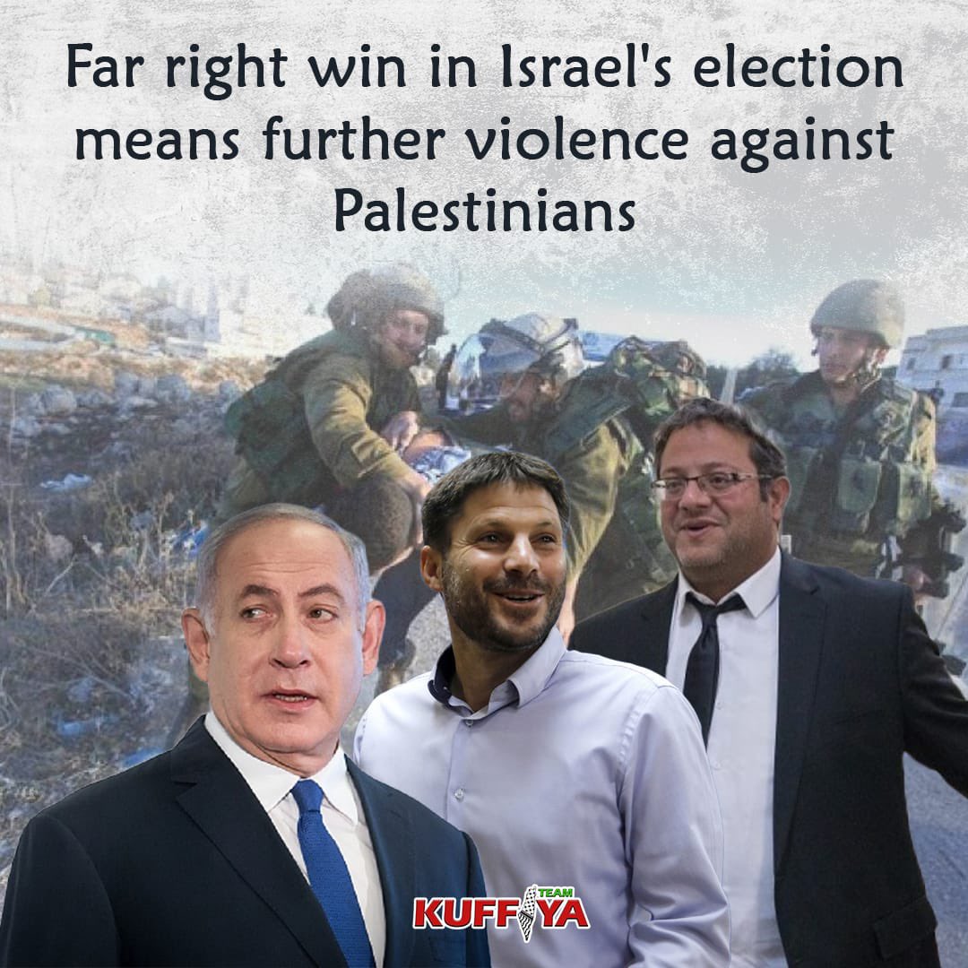 gazabehindscens's tweet photo. As the far-right parties are about to win the Israeli election and head the power again, further and more violence and crimes will be perpetrated against Palestinians. https://t.co/aalrvhLnVK