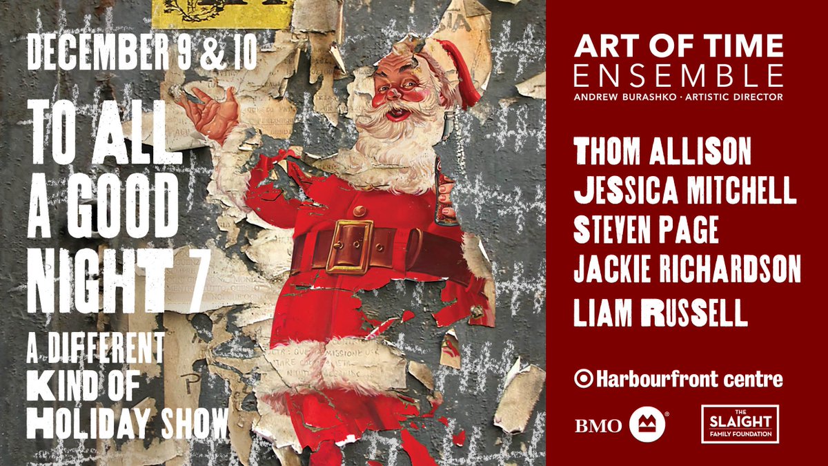 Art of Time Ensemble (@artoftime) on Twitter photo We're back for the holidays with To All A Good Night 7! Join us on December 9th & 10th at Harbourfront Centre Theatre to hear featured artists <a href="/stevenpage/">steven page</a>, <a href="/jessicamitchell/">Jessica Mitchell</a>, <a href="/thomallison/">Thom Allison</a>, <a href="/iamliamrussell/">Liam Russell</a>, and Jackie Richardson! Tickets are on sale now! surl.li/doeht We're back for the holidays with To All A Good Night 7! Join us on December 9th & 10th at Harbourfront Centre Theatre to hear featured artists <a href="/stevenpage/">steven page</a>, <a href="/jessicamitchell/">Jessica Mitchell</a>, <a href="/thomallison/">Thom Allison</a>, <a href="/iamliamrussell/">Liam Russell</a>, and Jackie Richardson! Tickets are on sale now! surl.li/doeht