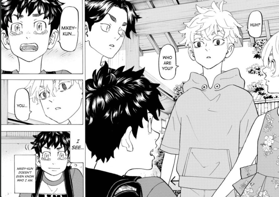 rjhmatcha's tweet photo. #tr276 first grader takemichi and manjiro met 😭❤️ and wtf how did mikey know michi's name??? https://t.co/CFQrHEVpvU