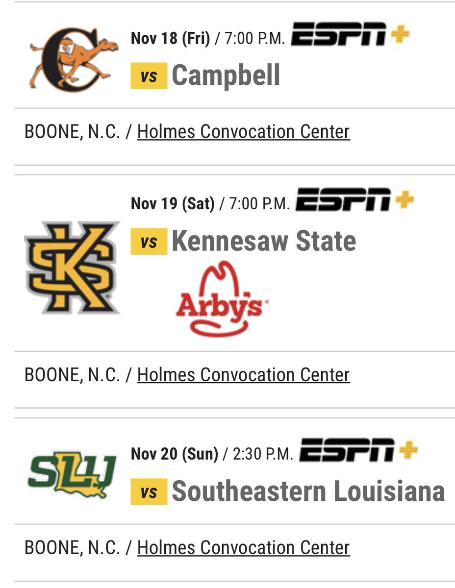 TheGoldRoomPod's tweet photo. Anyone up for a 4 Games in 3 Days marathon?
🏀Friday 11/18 - @AppStateMBB vs Campbell
🏈Saturday Afternoon 11/19 - @AppState_FB vs ODU
🏀Saturday Night 11/19 - @AppStateMBB vs Kennesaw State
🏀Sunday 11/20 - @AppStateMBB vs SE Louisiana
#TakeTheStairs for the #4In3 Challenge! https://t.co/orPofDKV4q