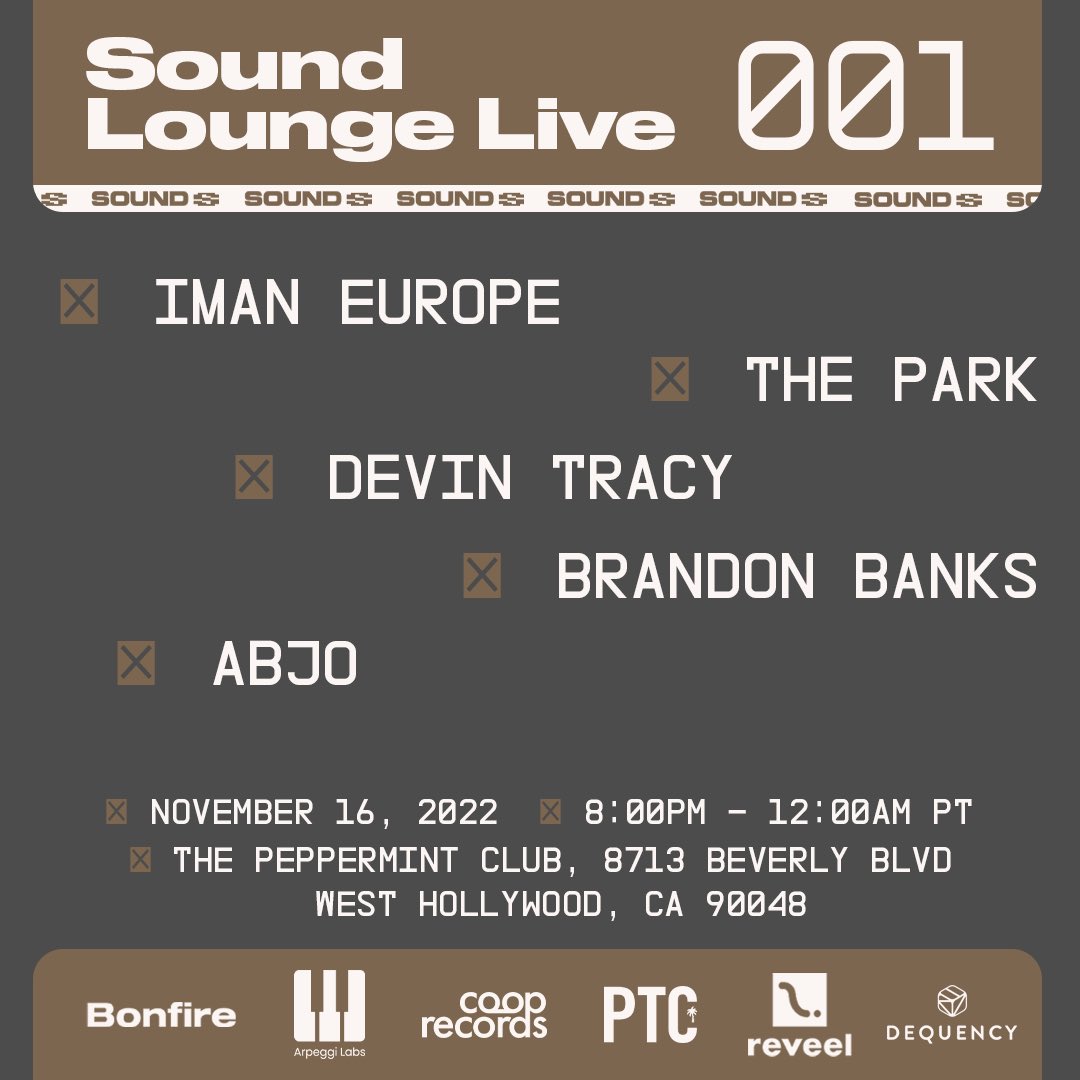 LA FRIENDS — Join us IRL for music and drinks on November 16th at the @sound_xyz Sound Lounge Live event! There will be performances by our faves @ImanEurope, @DevinTRacy, @_AbJo, @thepark, and more! RSVP Below 👇 par.tf/vWGs