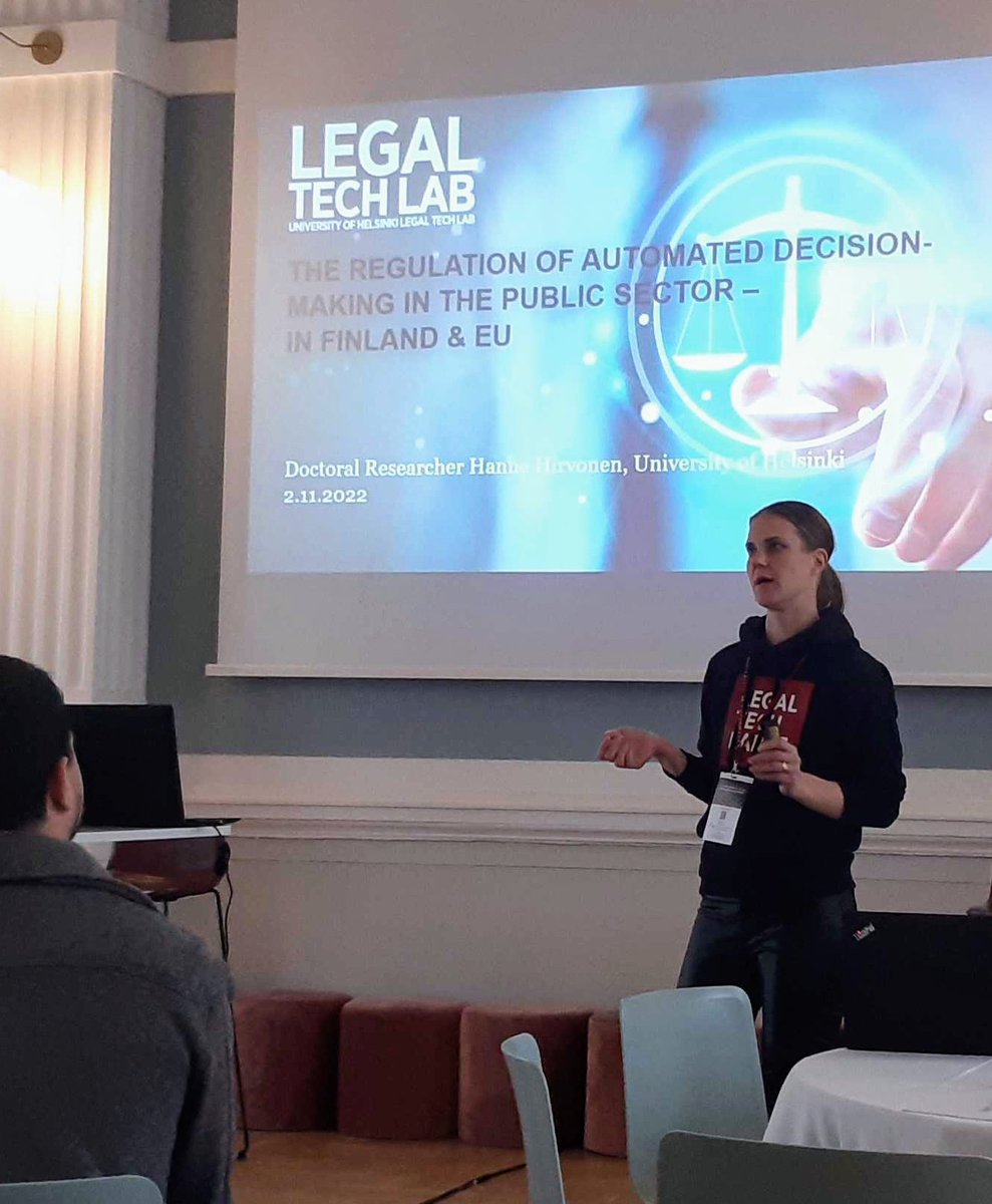 Hanne Hirvonen (@hanne_hirvonen) on Twitter photo Thank you <a href="/schwemer/">Sebastian Schwemer</a> and your team for well organized Nordic Conference on Law and Information Technology 2022. Great presentations! The Finnish "ADM draft" raised also lots of discussion -> there will be soon specific legislation on the use of ADM in the public sector in Finland. Thank you <a href="/schwemer/">Sebastian Schwemer</a> and your team for well organized Nordic Conference on Law and Information Technology 2022. Great presentations! The Finnish "ADM draft" raised also lots of discussion -> there will be soon specific legislation on the use of ADM in the public sector in Finland.