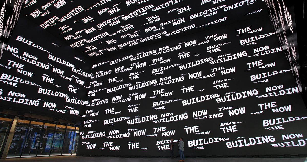 nan_xyz_'s tweet photo. New work claxon! 📯 We partnered with @DBLG_LDN on custom type for @OuternetGlobal's Now Building, a 4-storey high, floor to ceiling, 16k wrap-around multi-screen space. More: https://t.co/eK35VQgUew https://t.co/01v9w6Tqd6