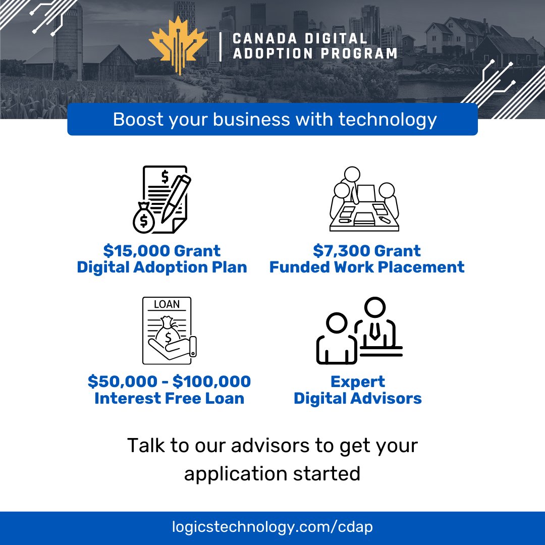 Logics Technology is qualified to provide eligible Small and Medium-sized Enterprises (SMEs) with digital advisory services through the Canada Digital Adoption Program (CDAP). Apply today to give your business a digital edge! logicstechnology.com/cdap/ @ISED_CA #cdnbusiness