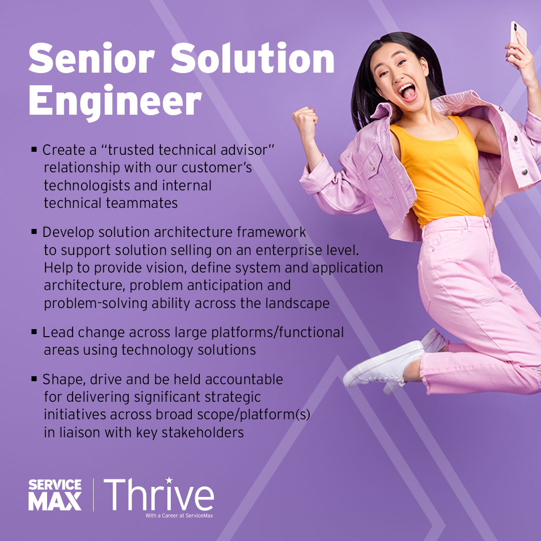 ServiceMax's tweet photo. 📣 We are hiring! Want to join ServiceMax? Check out these open positions:

- Solution Architect Lead (FieldFX)
- Senior Solution Engineer
- Senior Technical Customer Support Engineer

Apply now: https://t.co/kxQh4lhf0e

#WeAreHiring #JobAlert #EngineeringJobs https://t.co/GlHOKrchwH
