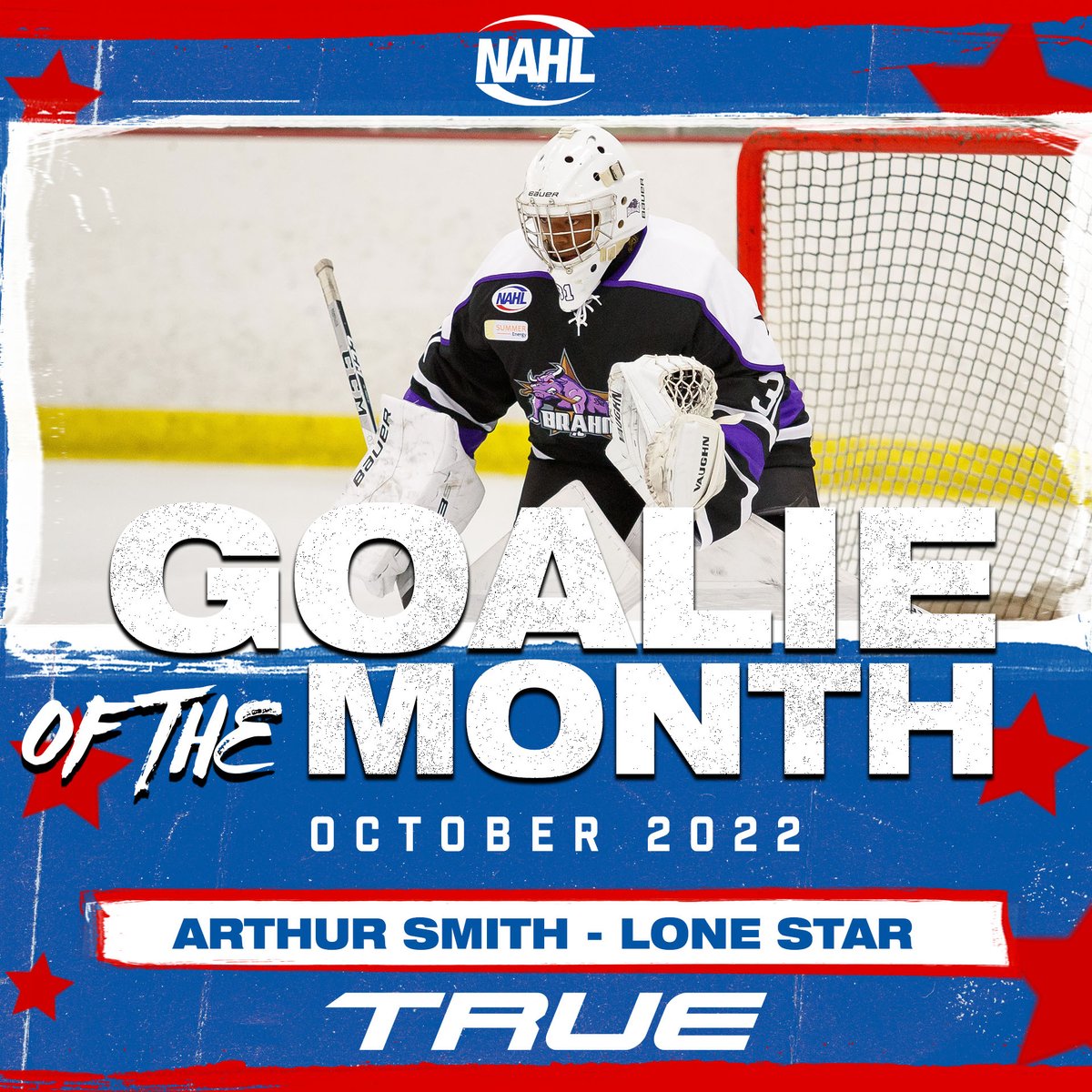 #NAHL <a href="/truetemperhcky/">TRUE Hockey</a> Goaltender of the Month for October 2022: Arthur Smith, <a href="/LoneStarBrahmas/">Lone Star Brahmas 🏆</a> nahl.com/news/story.cfm…