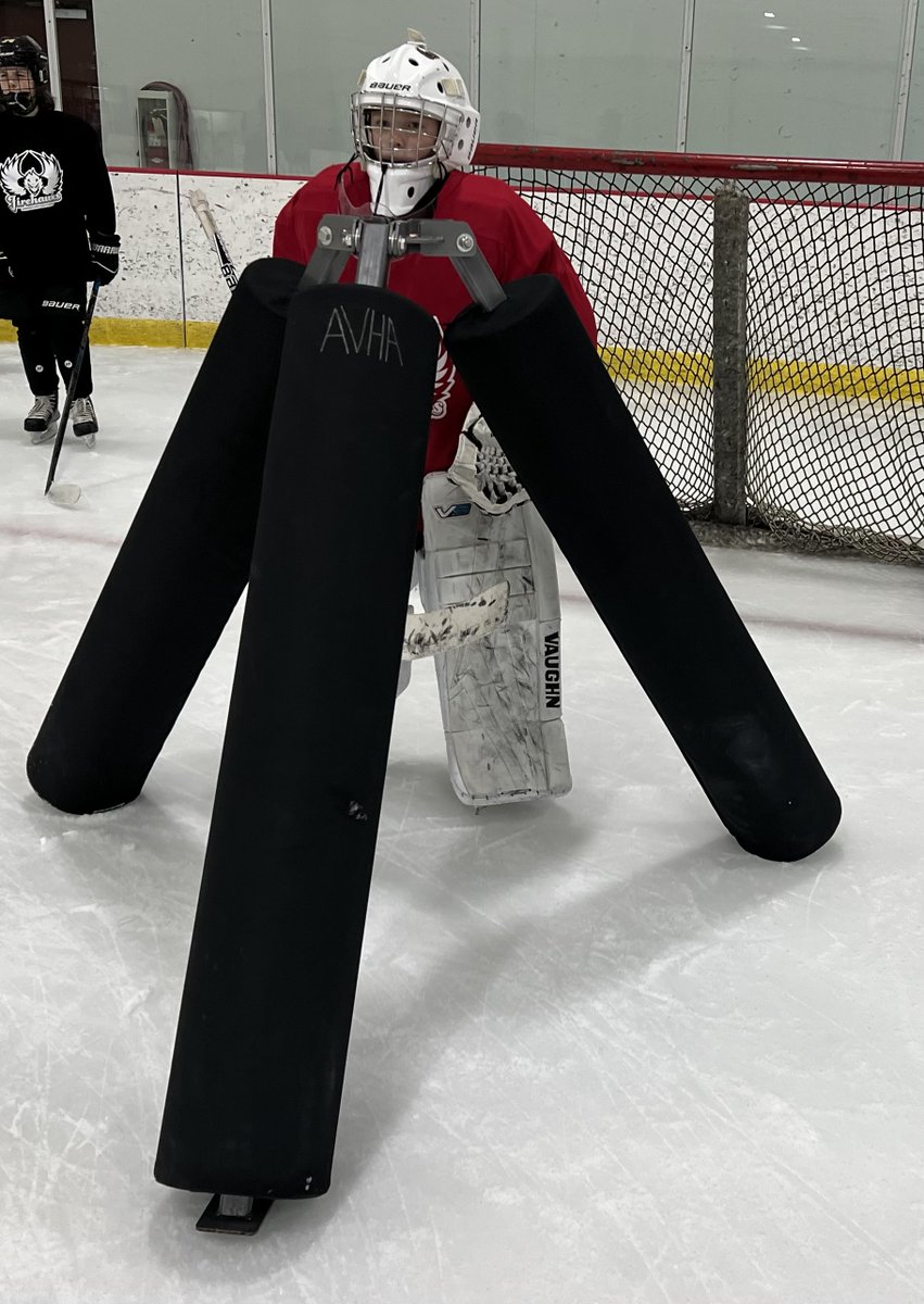 EaglesPWA's tweet photo. We’re not sure which is worse, dragging this thing onto the ice and setting it up or being the tendie that has to see shots through it. #FindThePuck #SeeThePuck #StopThePuck https://t.co/K6VRRwsRMD