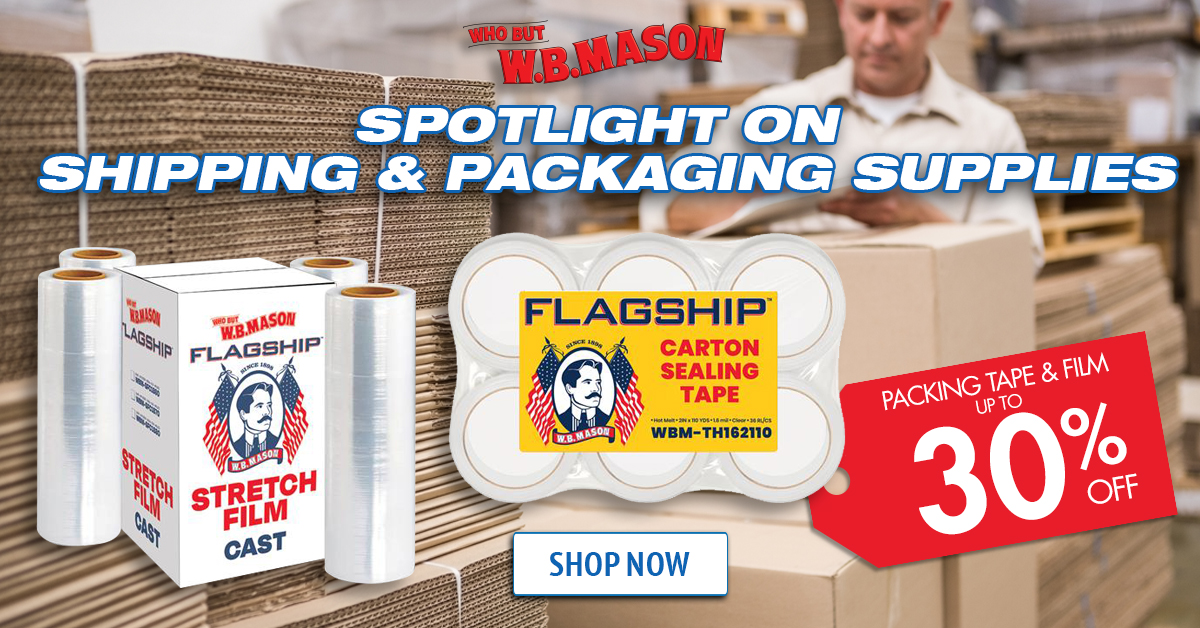 It doesn’t matter if you are a small local business or a large national distributor, W.B. Mason has all the shipping and packaging supplies to fit your needs - shop packing tape and film up to 30% off! 📦📦📦 #packingtape #savenow #whobut #wbmason wbmason.com/SearchResults.…