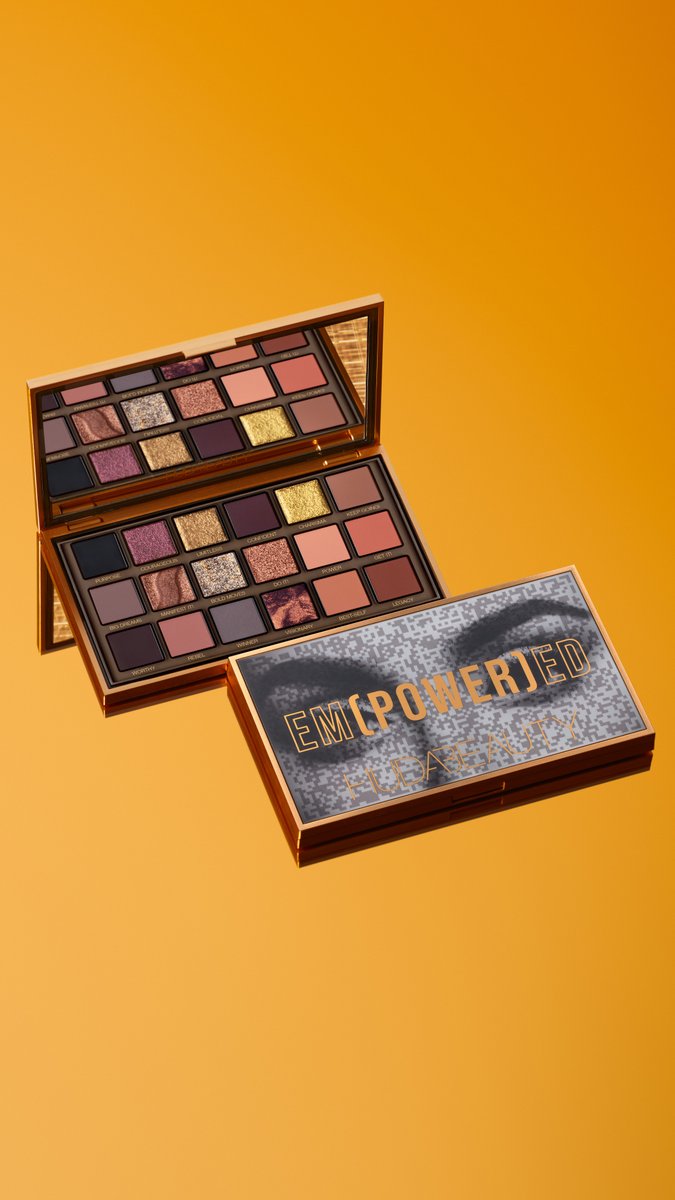 Sephora's tweet image. The new Empowered Eyeshadow Palette from @hudabeauty has arrived 💫 Only at Sephora. seph.me/3Wi48wR