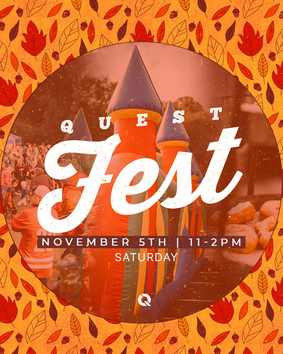 QuestFellowship's tweet photo. Quest Fest is just a few days away! 🥳 We'll have live music, food trucks, games, and more! So bring your family and friends! See you soon!

Sign up to volunteer below
https://t.co/2mXeVDsI4v

#ChurchInMotion #QuestFam #QuestFest #FallFest https://t.co/XEMmmQge2Y