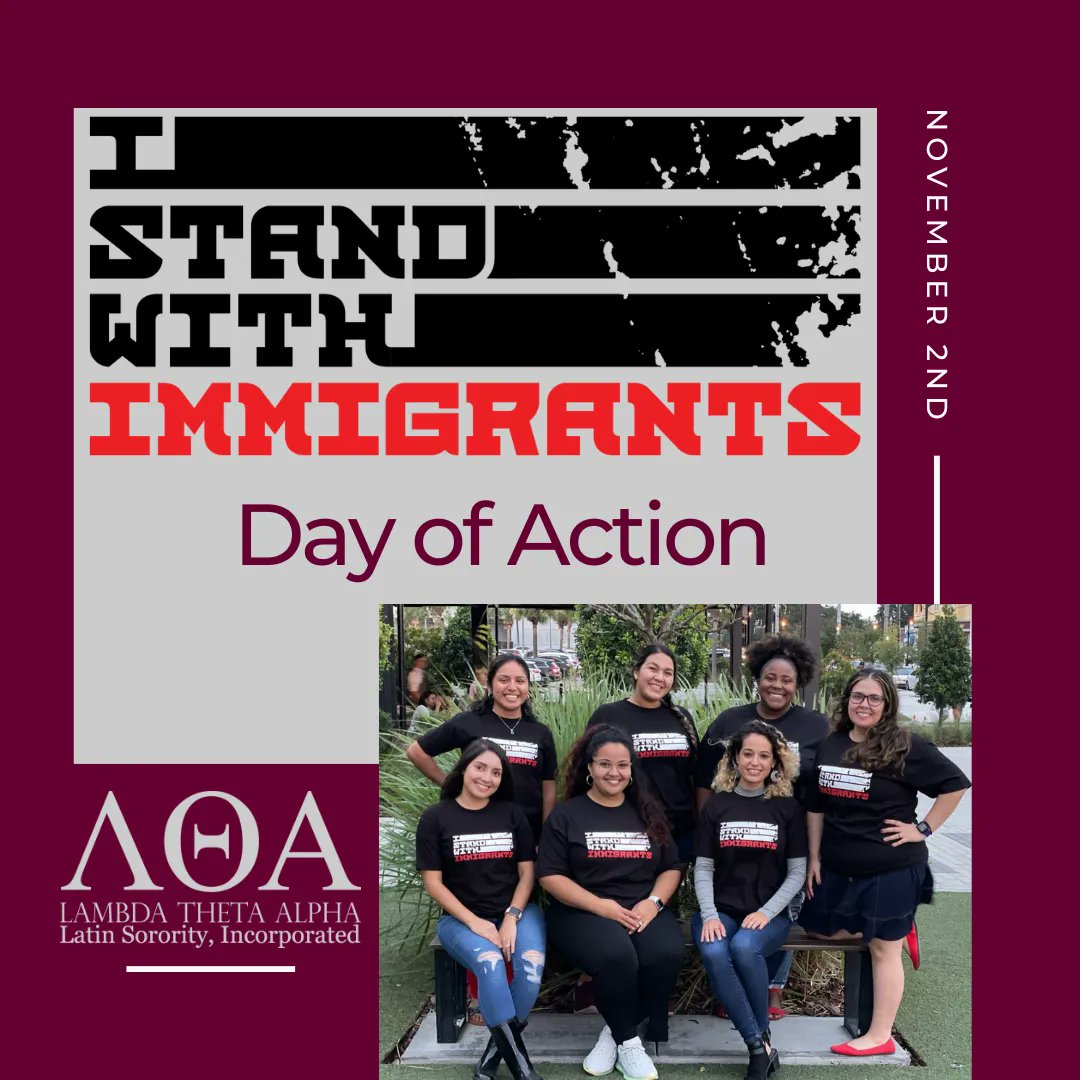 LTA1975's tweet photo. Today is the 7th Annual I Stand With Immigrants Day of Action! Lambda Theta Alpha is proud to partner with https://t.co/A2R7qwoJNh (@IAmAnImmigrant) to stand w/immigrants who continue to make countless contributions to communities across the nation. #LTA1975 #LTAPEI https://t.co/qLQp1i0yCB