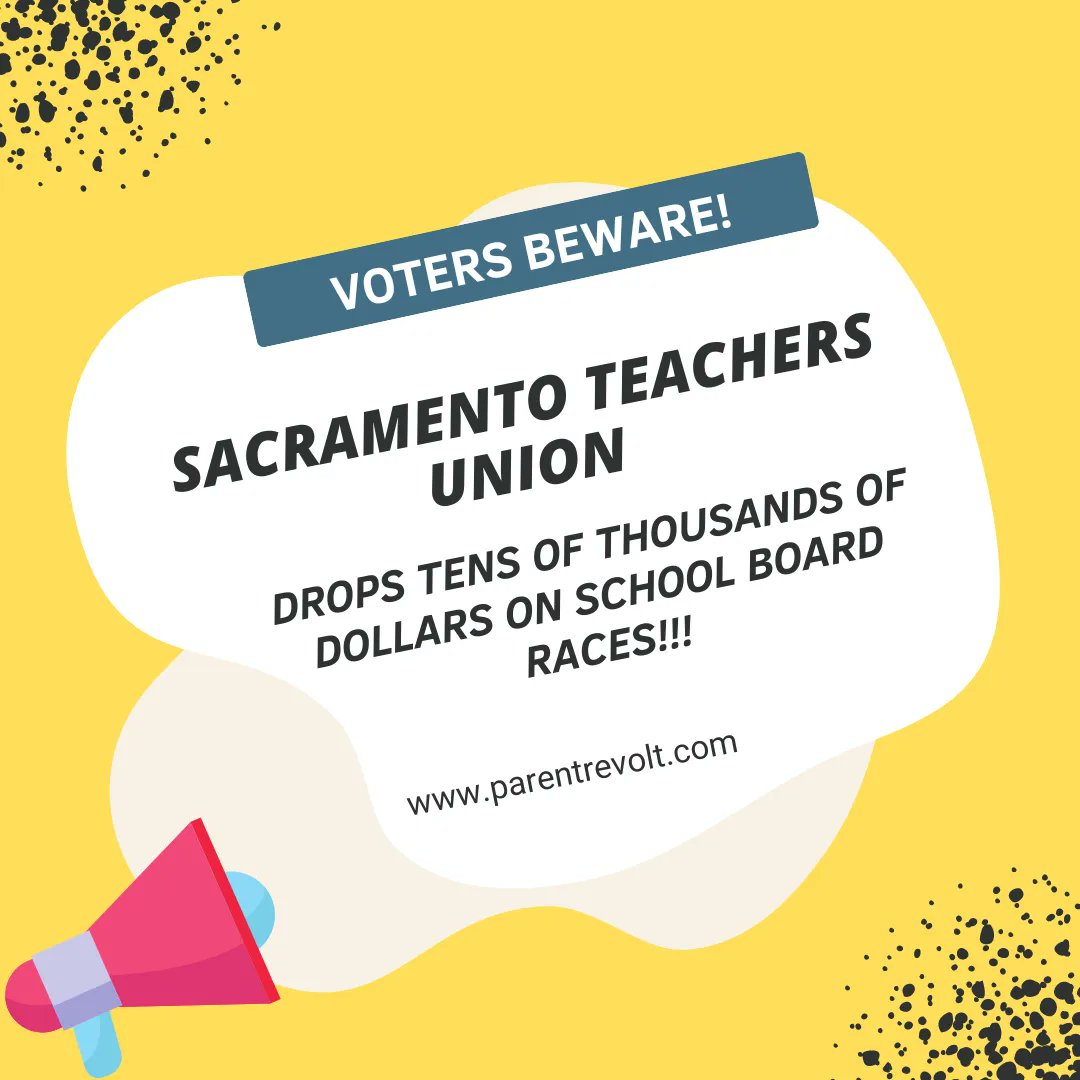 📢 𝗦𝗮𝗰𝗿𝗮𝗺𝗲𝗻𝘁𝗼 𝗧𝗲𝗮𝗰𝗵𝗲𝗿𝘀 𝗨𝗻𝗶𝗼𝗻 𝗗𝗿𝗼𝗽𝘀 𝗧𝗲𝗻𝘀 𝗼𝗳 𝗧𝗵𝗼𝘂𝘀𝗮𝗻𝗱𝘀 𝗼𝗳 𝗗𝗼𝗹𝗹𝗮𝗿𝘀 𝗼𝗻 𝗦𝗰𝗵𝗼𝗼𝗹 𝗕𝗼𝗮𝗿𝗱 𝗥𝗮𝗰𝗲𝘀

Read more on: buff.ly/3SXPAPO 

#parentrevolt #education #parents #students #school #california