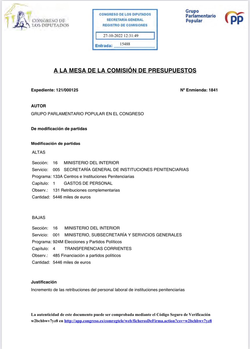 🏛️ #PGE2023 | Registro en <a href="/Congreso_Es/">Congreso</a> de enmienda de <a href="/GPPopular/">Grupo Popular Congreso</a> para 1º Tramo de EQUIPARACIÓN de 66M (200€ Brutos) para funcionarios y 5,4M para P. laboral pactado con <a href="/populares/">life</a>. Los 3 tramos son  unos 450€

Compromiso: Si no sale Aprobada, saldrá cuando sean Gobierno

#TAMPM