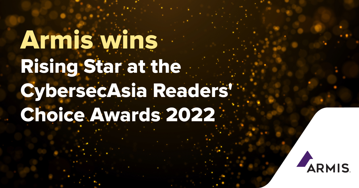 We are thrilled to be among the winners of this year's @CybersecAsia Readers’ Choice Awards! We would like to thank everyone who voted for us. ow.ly/8yVp50Lr67y #CybersecAsiaAwards #readerschoice #cybersecurity #security #Armis #cybersec #awardwinning #cybersecasia