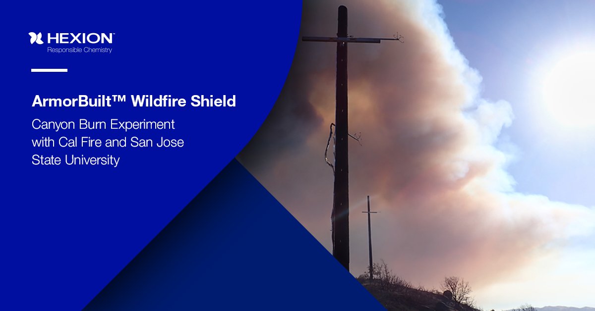 Cal Fire &amp; San Jose State Univ. captured unprecedented wildfire data during prescribed canyon burns. Part of the experiment tested Hexion’s ArmorBuilt™ Wildfire Shield, designed to protect utility poles &amp; keep them upright during a fire event. More here: bit.ly/3WtxsjN