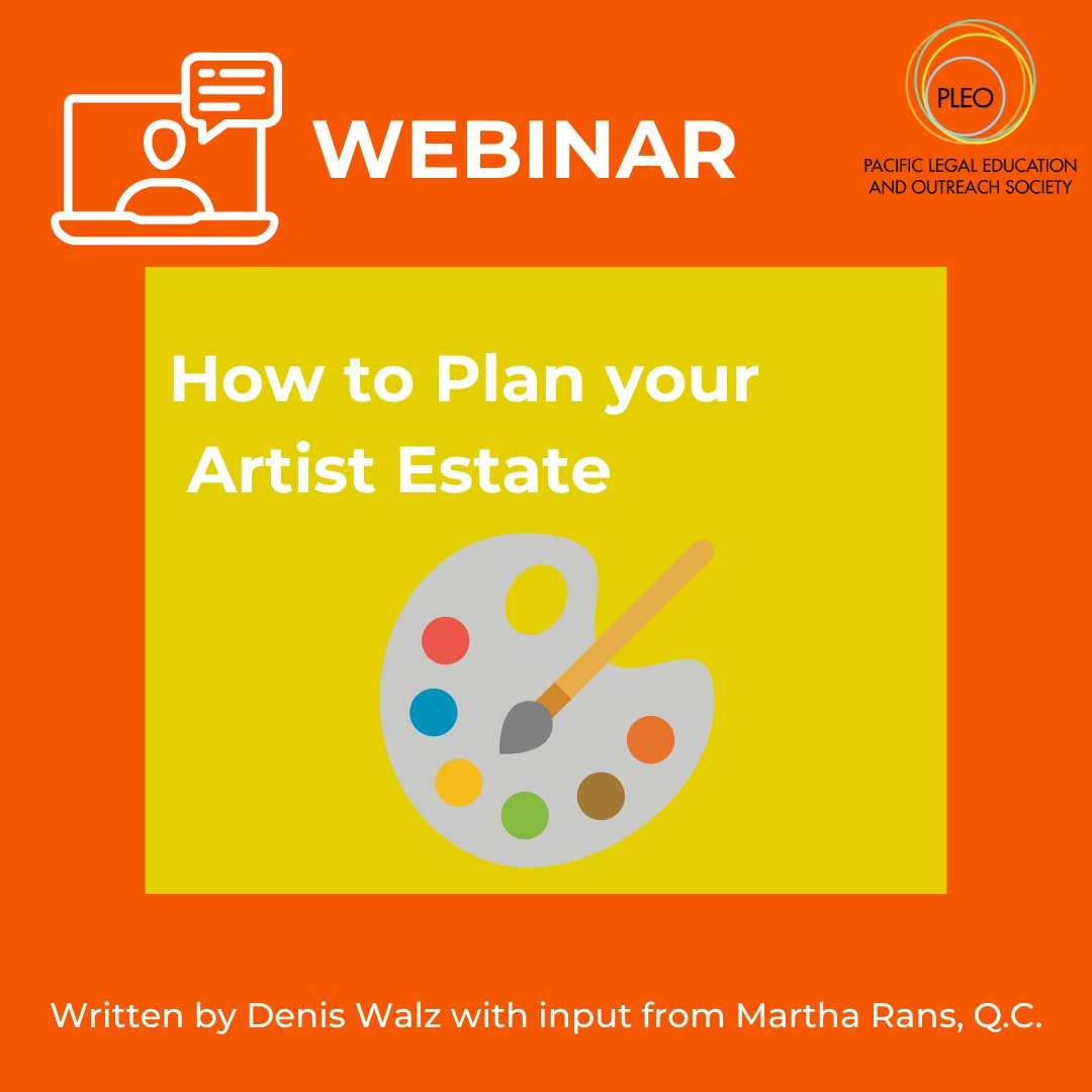 What do artists need to know when planning their estates? Why is artist estate planning so important? 
How do you create a will?

By Denis Walz with input from Martha Rans, Q.C., for Artists seeking to make arrangements for their Artist Estate.

Resource: bit.ly/3By2ZYk