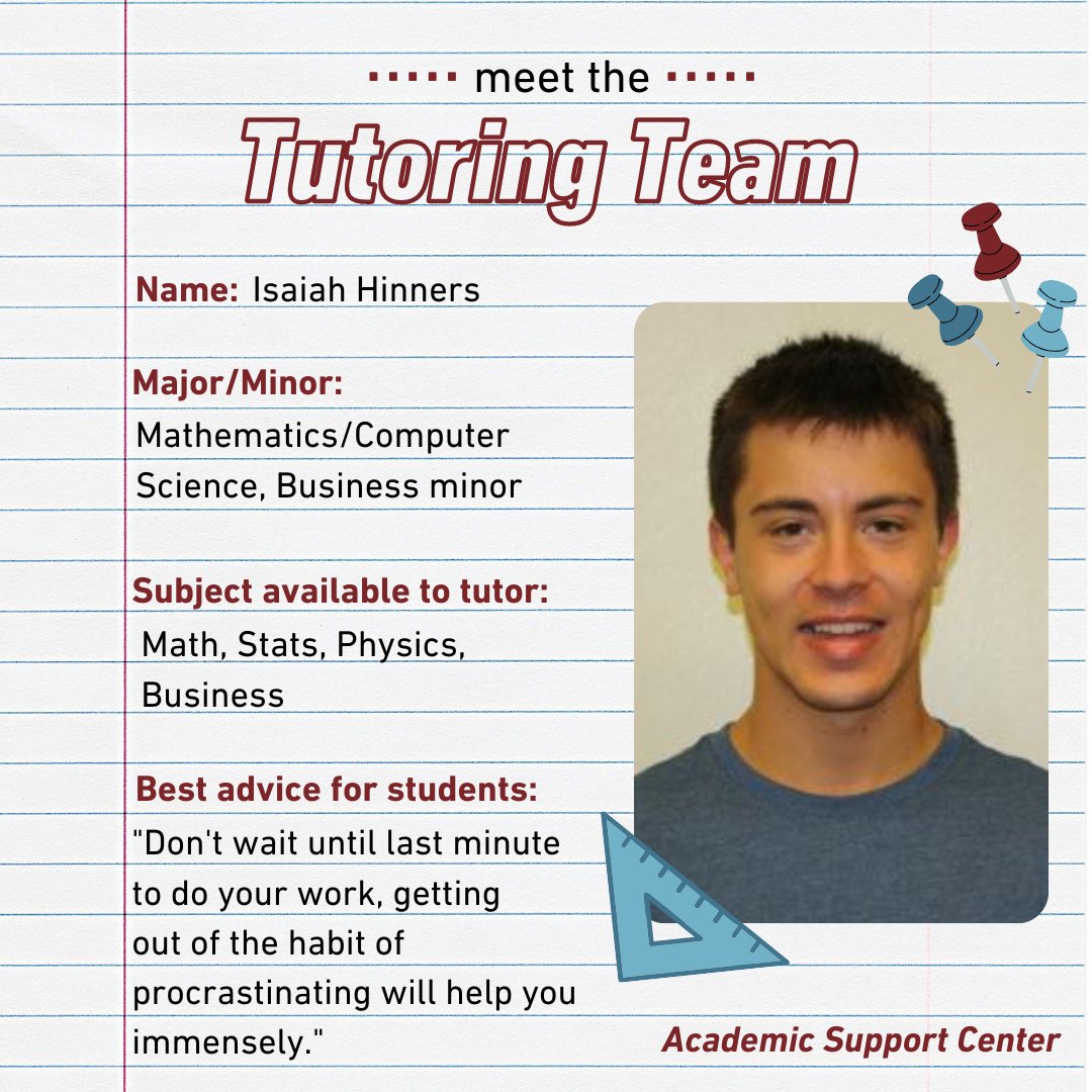 The Academic Support Center is ready to help you succeed!  View our tutor schedules at ow.ly/TzGa50KPuCM. <a href="/MorningsideEdu/">Morningside University</a>