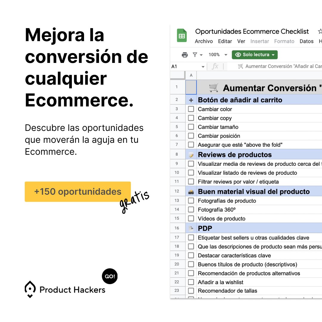 Product_Hackers's tweet photo. Brainstorming, inspiración, crecimiento y documentación
✅ Todo esto incluye nuestro Checklist de oportunidades #eCommerce
Un listado que te ayudará a mejorar la #Conversión con ideas y ejemplos de nuestros #GrowthManagers
Descarga +150 acciones aquí 👇🏻
https://t.co/fa8ZfGPbg6 https://t.co/rsIno2imK8