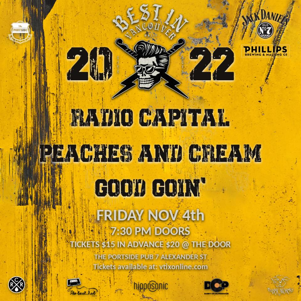 The amazing Radio Capital, Peaches and Cream, and Good Goin'. Tickets and information in the link below:

vtixonline.com/best-in-vancou…

#bestinvancouver2022 #phillipsbeer #JackDaniels...
