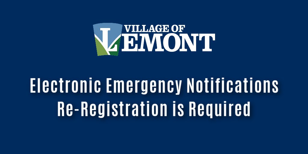 ELECTRONIC EMERGENCY NOTIFICATIONS:
Subscribe to E-Emergency Notifications to be informed of URGENT messages. Due to significant system upgrades, it is necessary to re-register to receive future messages.

Learn more:  lemont.il.us/Home/Component…