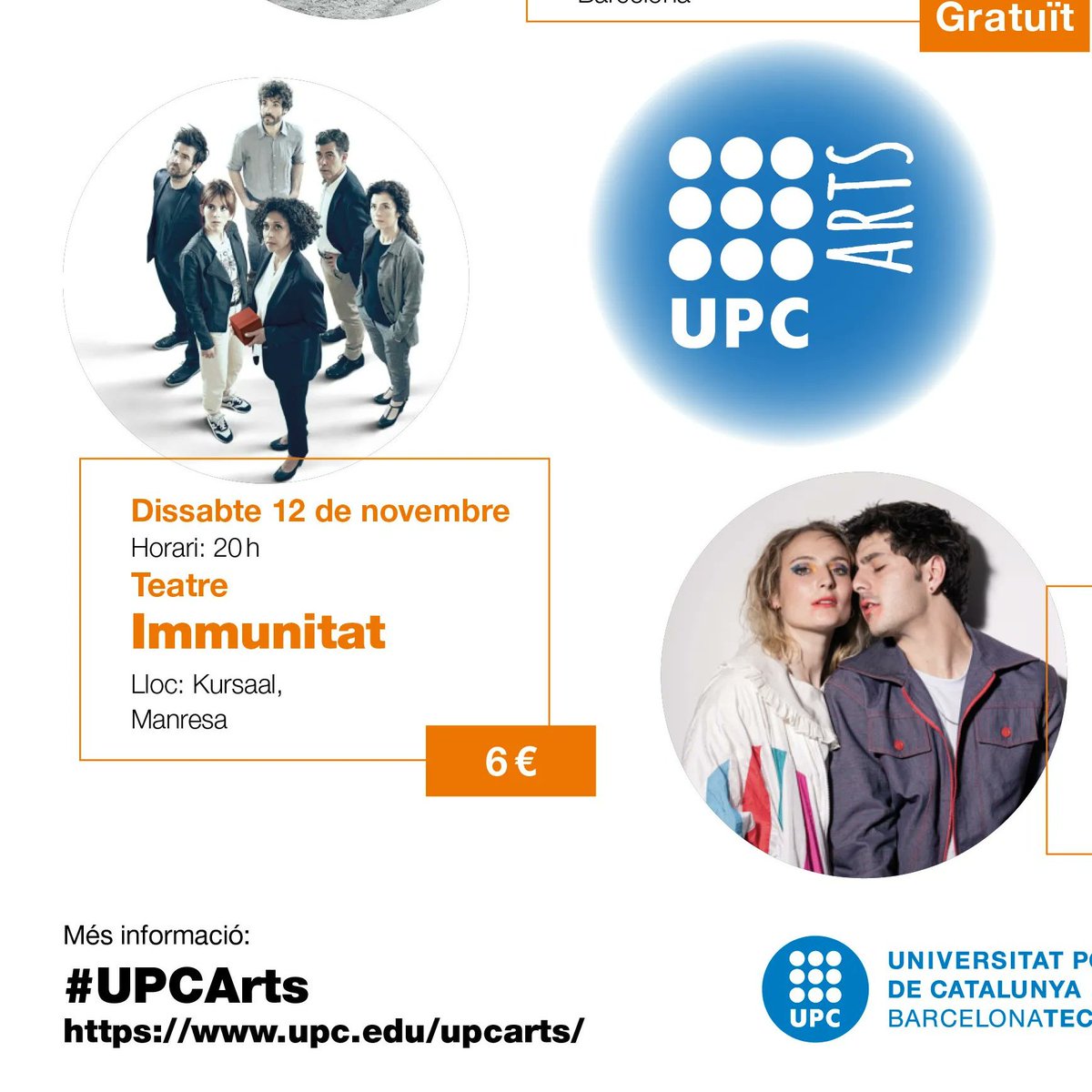 BibliotecaBCUM's tweet photo. Atenció!! @UPC_Arts aterra a Manresa!! 📅Dissabte 12 i diumenge 13 al @Kursaalmanresa podeu gaudir de l'obra #Immunitat per 🎟️6 eurets. #upcarts #upcartsexperience https://t.co/CPn13xUsF1