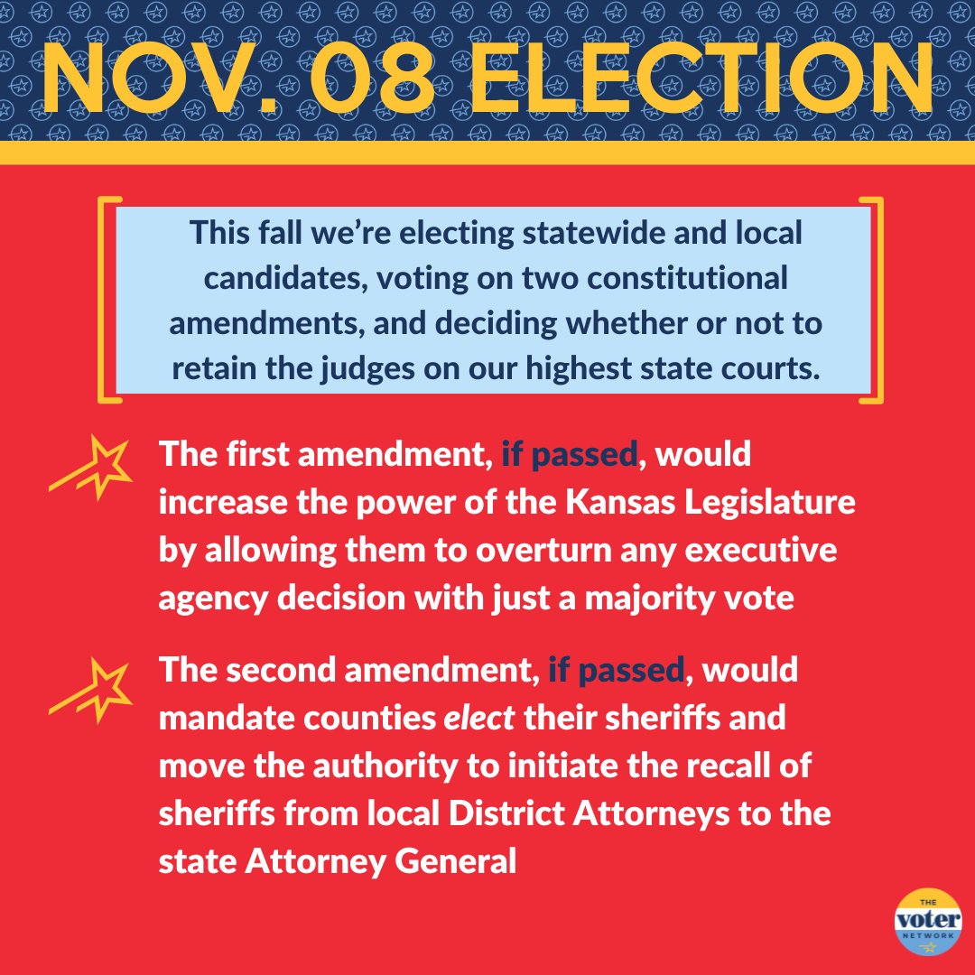 Heads up! There are TWO constitutional amendments on your ballot this year. Take a sec to read up on them before you go vote early. 😎 Learn about them @ ksballot.org