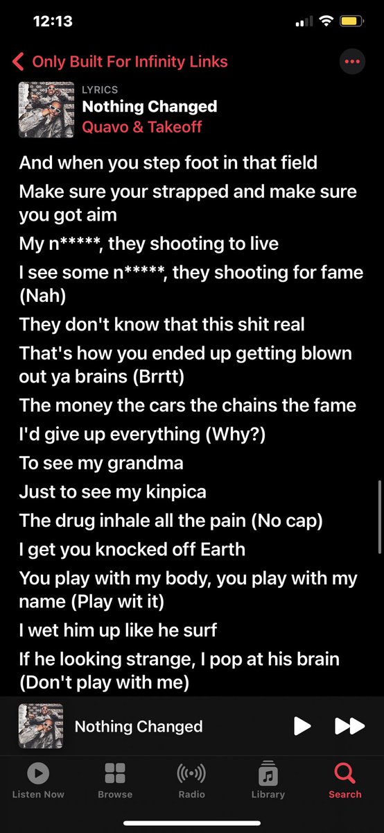 samedge03's tweet photo. Y’all. Go listen and look at the lyrics of Two Infinity Links and tell me they weren’t dropping hints ALL in that album. Just some examples #migostakeoff #takeoffdead #quavotakeoff @QuavoStuntin https://t.co/BuWAtt2nXn