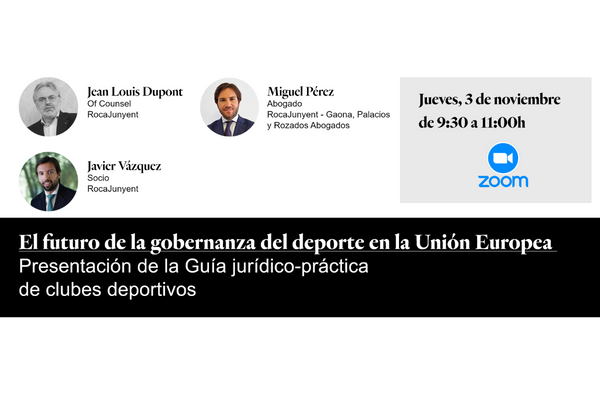 Roca_Junyent's tweet photo. 📅 ¿Cómo se presenta el futuro de la gobernanza en el #deporte de la Unión Europea? Mañana celebramos un #webinar para reflexionar hacia dónde va el deporte profesional a nivel comunitario.  
📍 Jueves 3 de noviembre, de 9:30 a 10:30h.  
👉 Inscripciones: https://t.co/AR8flOETnY https://t.co/FuKdieuhVW