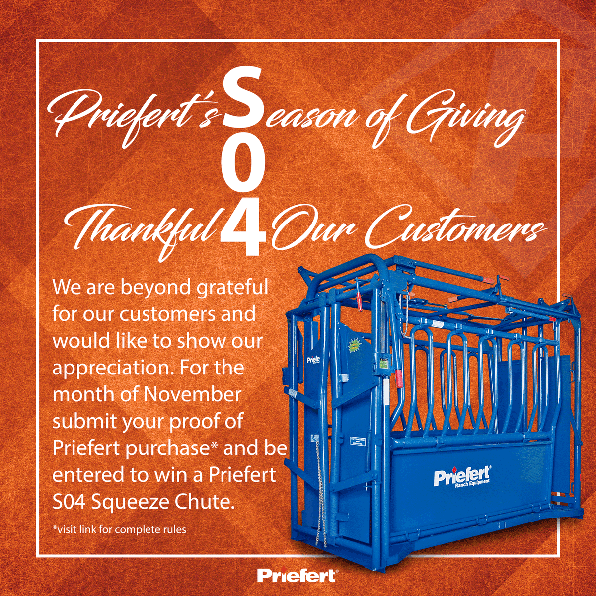 Introducing Priefert's Season of Giving

View complete rules and enter the giveaway here >>> bit.ly/PriefertThanks