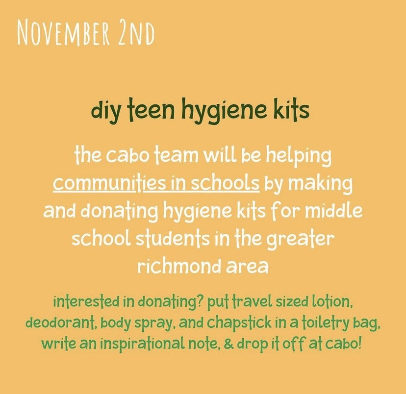 Week 1 of Cabo’s 60 Days of Giving Back! We are so excited to be apart of the Richmond community! ✨

Today, the Cabo team will be helping Communities In Schools!

#cabofishtaco #richmond #rva #richmondva #rvacommunity #communityservice