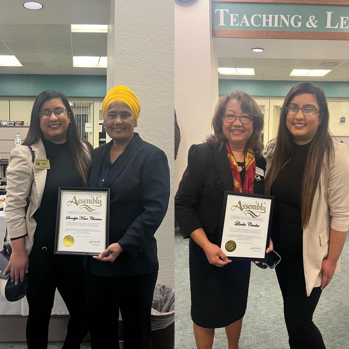 #TeamQuirk was honored to celebrate two New Haven USD education leaders. Linda Canlas and Sarabjit Kaur Cheema have both served on the BOE for the last 12 years. Their leadership has been an invaluable asset to the district & its students. Thank you both for your service. #AD20