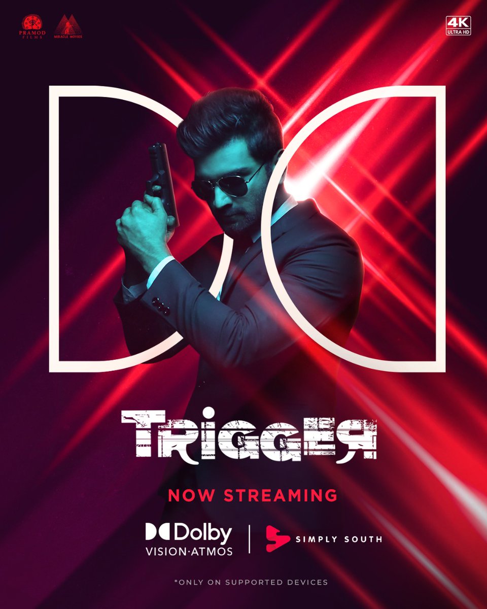Now loading in the HIGHEST QUALITY. #Trigger is now available in Dolby Vision - Atmos ONLY on Simply South worldwide, excluding India. STREAM NOW ▶️ bit.ly/TriggerDolbyVi… @Atharvaamurali | @actortanya | @ANTONfilmmaker | @ShrutiNallappa | #TriggerOnSimplySouth