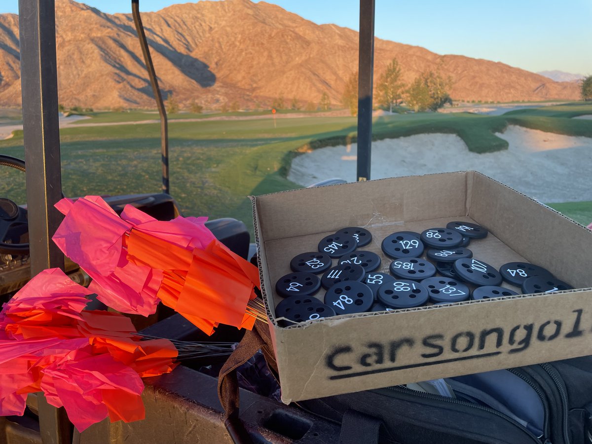 #carsongolf yardage marker installation at Laderra GC in Thermal Ca. carsongolf.net for measurements and sprinkler head #yardagemarker solutions!