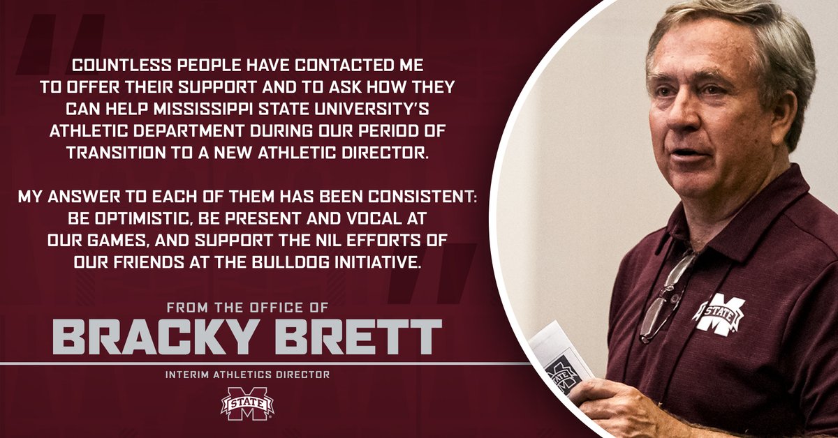 A message from the Interim Athletics Director Bracky Brett. 📰 » hailst.at/BrettLetter #HailState🐶