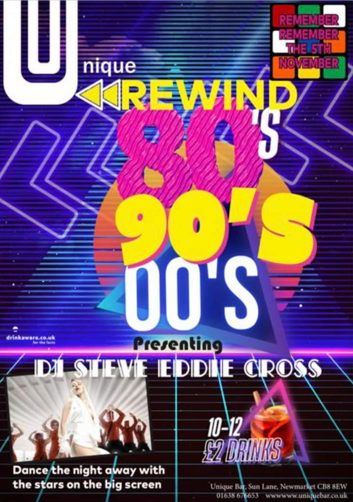 REWIND IS COMING THIS SATURDAY 🙌🏼🙌🏼
Make sure you join us from 10pm to enjoy £2 drinks** from 10pm until midnight 🤝🤝

Throwbacks to some classic 80s, 90s, &amp; 00s music with DJ Steve Eddie Cross in the booth 🎶 

SEE YOU AT THE BAR!! 

**selected drinks only**