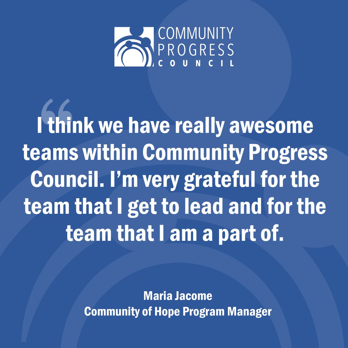 ProgressCouncil's tweet photo. What's it like to work for Community Progress Council?

Hear it first-hand from our team members, and then check out opportunities to join this amazing team!

https://t.co/qgoSEr2liT

#IAmProgress #WorkForProgress #TeamCPC https://t.co/cOODuWOe2J