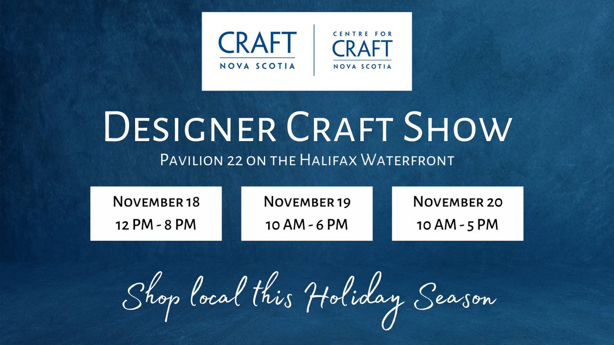 tabithacompany's tweet photo. ✨Save the dates!✨
Meet Tab and other members of @craftnovascotia during the annual Winter #DesignerCraftShow.
November 18th 12pm ~ 8pm
November 19th 10am ~ 6pm
November 20th 10am ~ 5pm
Pavillon 22, #Halifax Waterfront.
#MadeInNovaScotia #MadeInCanada https://t.co/lpfztAmlla