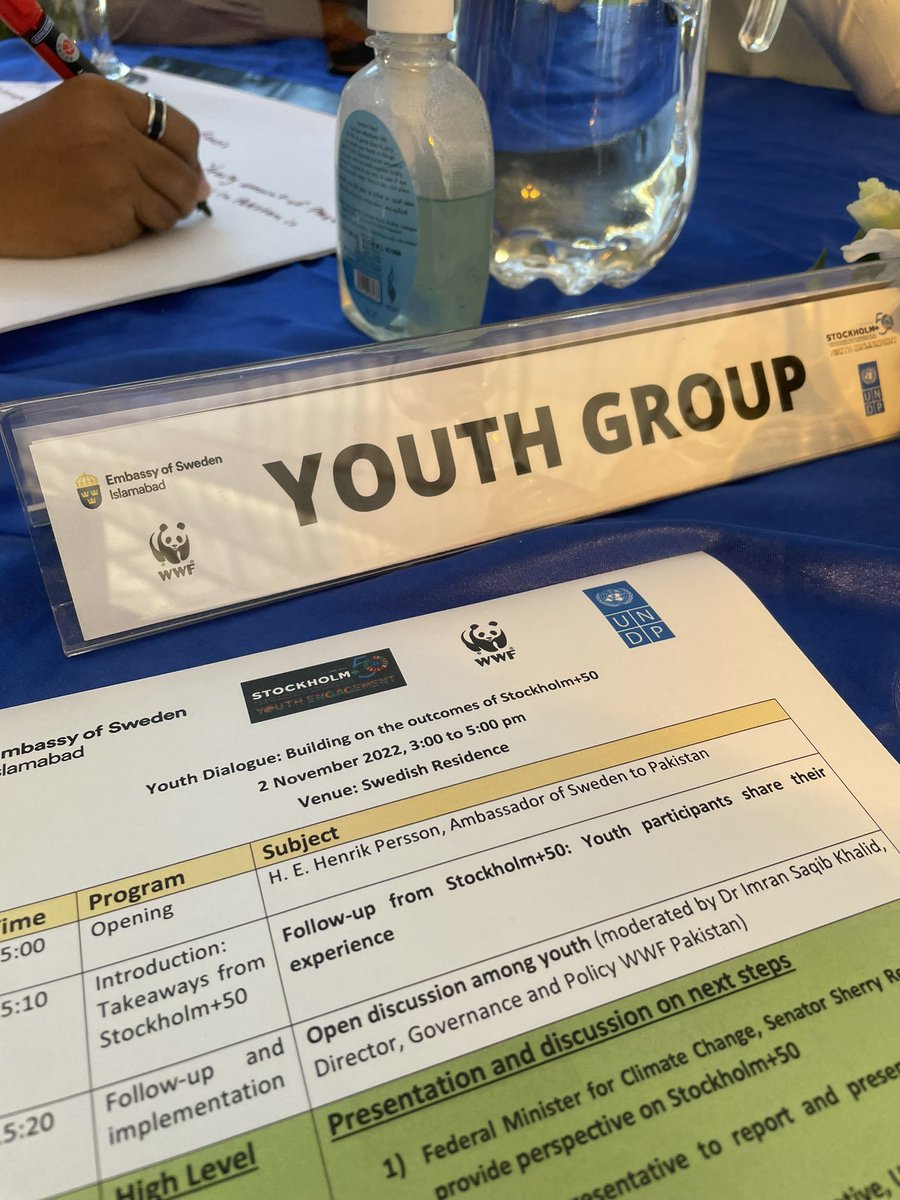 YahyaMirOrakzai's tweet photo. Today I attended National Youth Dialogue 2 topic building on the outcomes of Stockholm+50 at Sweden residence. 

Event organised by @SwedeninPK 🇸🇪🇵🇰

#ThePowerInYouth #Stockholm50 https://t.co/IYhE2sc4tX