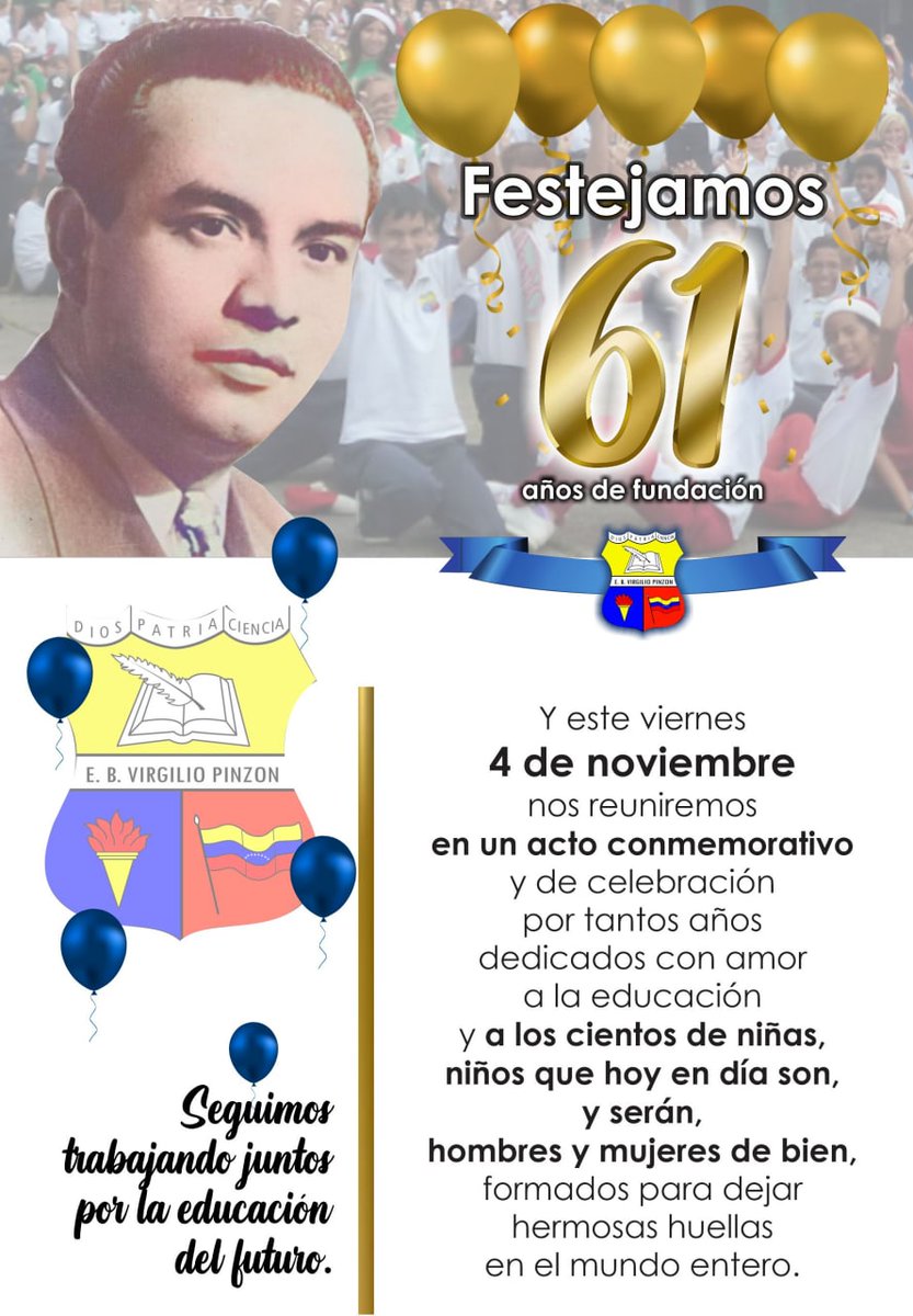 Este #4Noviembre celebramos nuestro aniversario N°61 🥳 y estamos muy felices de compartirlo con todas y todos ✨🏫✨
Seguimos trabajando #JuntosPorLaEducaciónDelFuturo 💛💙❤️
