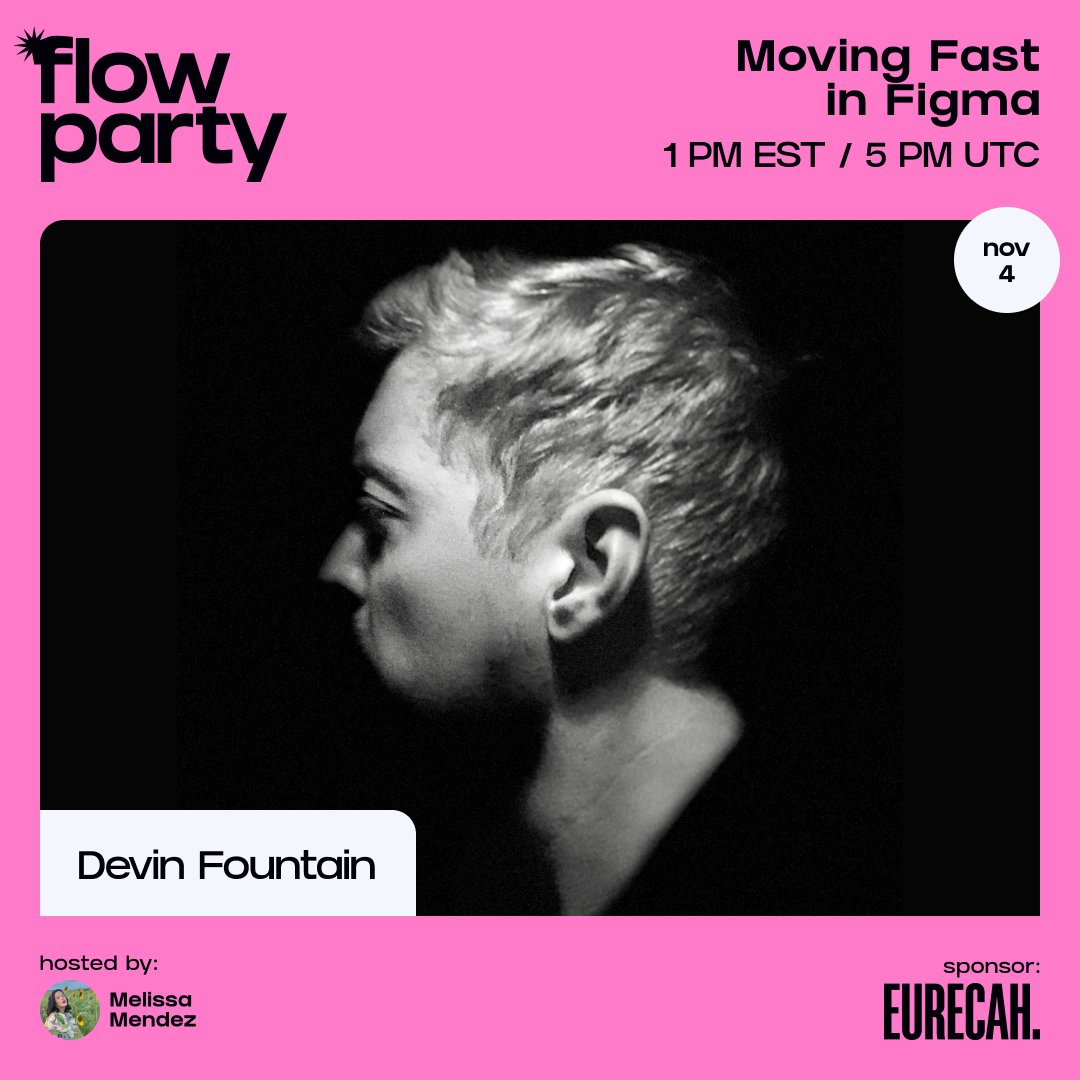 Join us this Friday where we'll be diving deep into Figma with @devinsfountain of @goodtimeagency!

He'll be teaching advanced tips & tricks that will help you move FAST in Figma and become a better designer.

Will you be there?! 🥳

RSVP here → fpty.cc/no-36