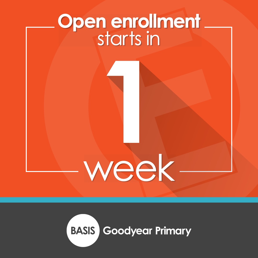 BASISGoodyear's tweet photo. Open enrollment for the 2023-24 school year starts in one week! Learn more about our schools by clicking this link: https://t.co/F9UIasWOQp https://t.co/iumCdap06i