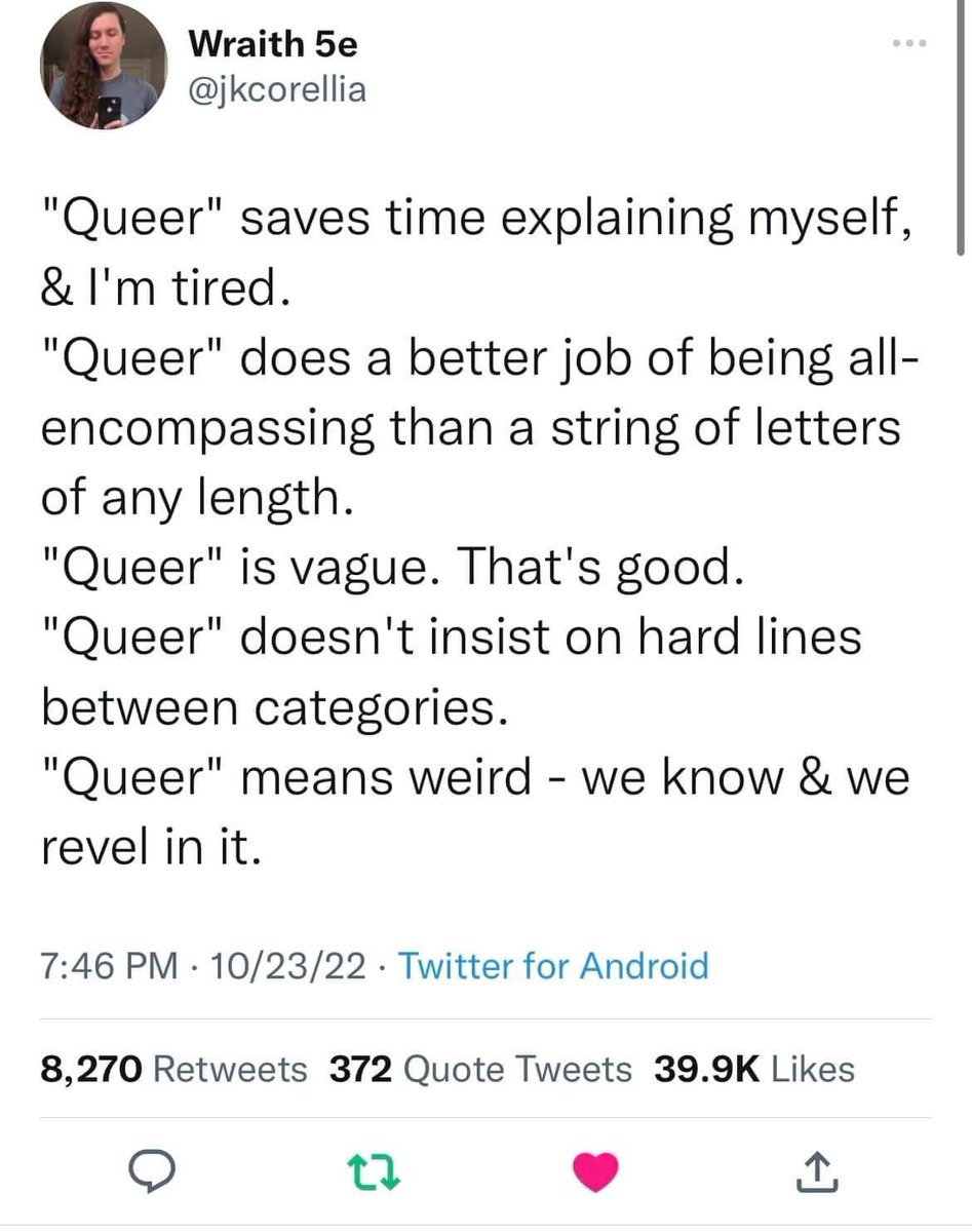MarshallWSL's tweet image. Really vibing with this explanation of using the word “queer”