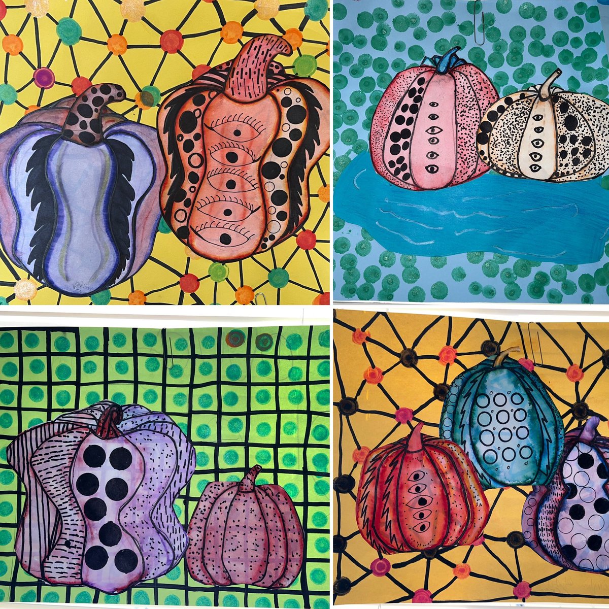 MsPelto's tweet photo. CIMS Art Ss are studying #yayoikusama and creating various versions their own dot obsessions and infinity nets. #mspeltoart @CrestonIMS https://t.co/aaXU93XAdR