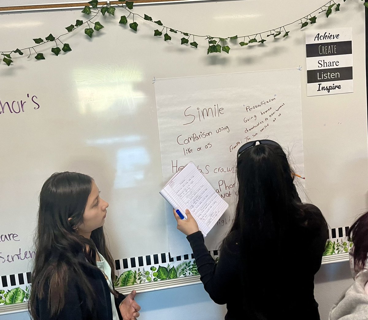 ElginBilingual's tweet photo. 7th & 8th graders in Ms. Villarreal’s ELLA class @ELGINISD_EMS were identifying figurative language in a poem, writing their definitions & providing an example in a complete sentence. Check out the #turnandtalk, #timer, #sentencestem 👏🏽👏🏽@ElginISD_PD @ElginTxISD @JanaRueter https://t.co/hUieapE2dU