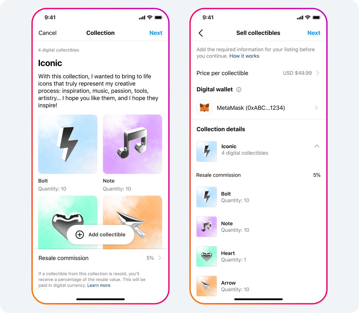 Soon you’ll be able to make and sell #NFTs on <a href="/instagram/">Instagram</a>, starting with <a href="/0xPolygon/">Polygon</a>. You can also now connect to <a href="/solana/">Solana</a> and Phantom wallet, and see information about <a href="/opensea/">OpenSea</a> collection: about.fb.com/news/2022/05/i… 

Comment your #NFT below 👇