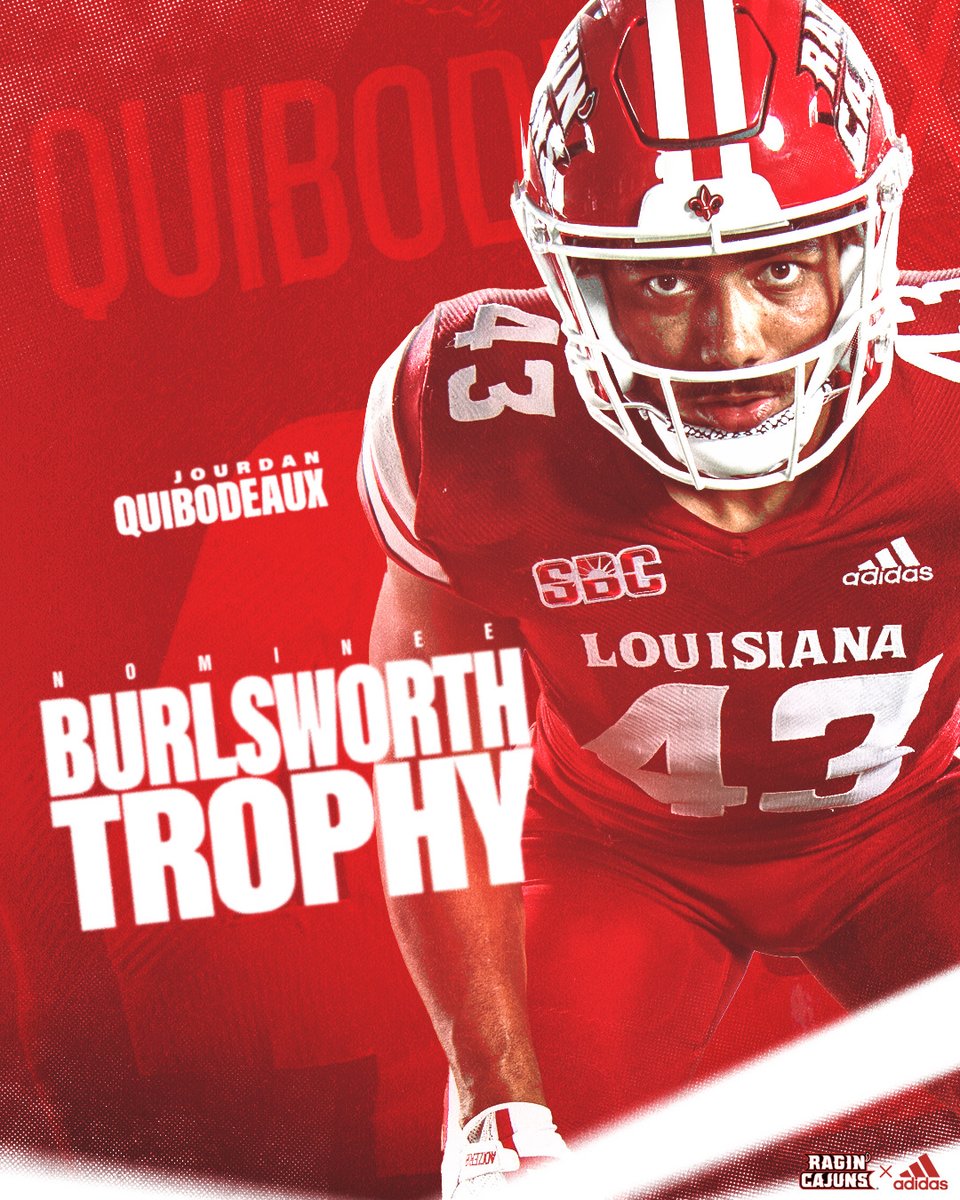 RaginCajunsFB's tweet photo. 𝗔𝗹𝗹 𝗲𝘆𝗲𝘀 𝗼𝗻 𝗝𝗼𝘂𝗿𝗱𝗮𝗻 𝗤𝘂𝗶𝗯𝗼𝗱𝗲𝗮𝘂𝘅!

@j_quib0001 is one of 81 players in the country to be named as a nominee for the Burlsworth Trophy, which is presented to the most outstanding football player who began his career as a walk-on. 

#cULture | #GeauxCajuns https://t.co/TTxp1WTjfa