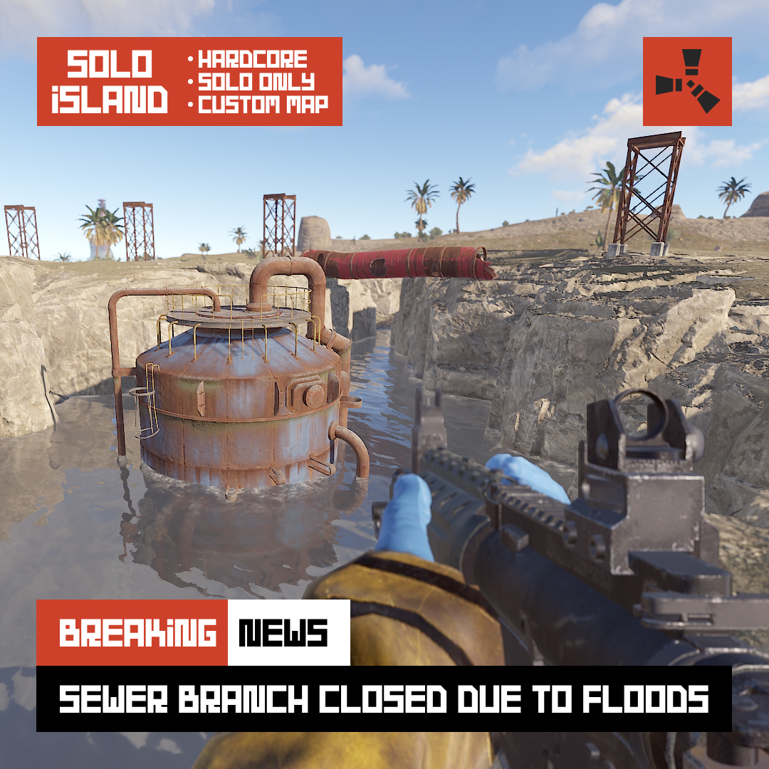 solo_island's tweet photo. BREAKING: aging machinery led to a malfunction and floods in the Sewer Branch facility. The site was closed shortly after several survivors drowned looting inside. COBALT said sabotage is likely while Admin denies any allegations.

#solorust #hardcorerust @playrust https://t.co/9o8ft2hFex