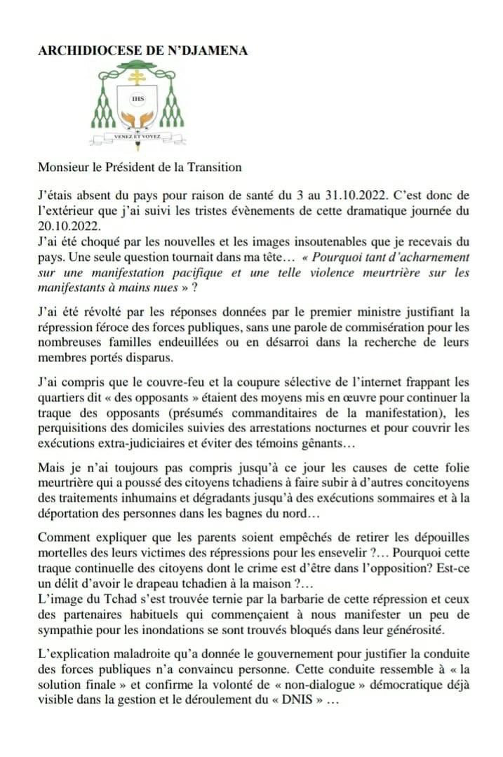 Succes_MASRA's tweet photo. #TruthOnChad_Crime_De_La_Junte. 90% des centaines des personnes tuées viennent d’une communauté. Ainsi en est-il des personnes arrêtées, déportées et blessées. Ceux qui les ont tués parlaient une langue non officielle et un peu l’anglais pour certains. Message du chef Eglise 👇🏿. https://t.co/zCIo50BsKR